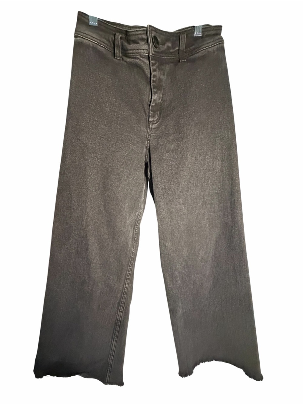 BOHME Cropped High-Waist Wide Leg Jeans - Charcoal Sz Small
